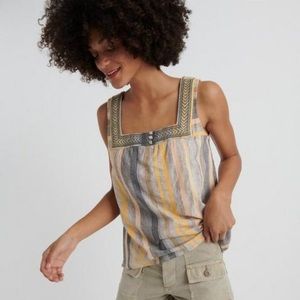 Lucky Brand Square Neck Stripe Tank Top